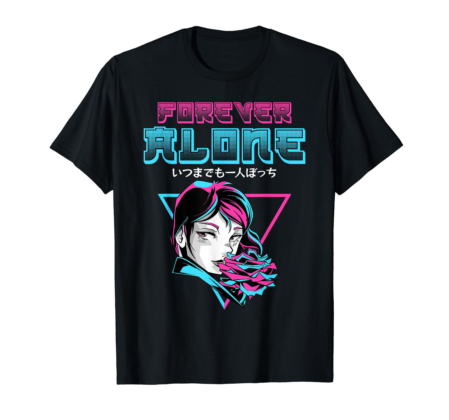 Forever Alone Anime Aesthetic T-Shirt - Minimalist Print Men Women - T-Shirt, Sweatshirt, Hoodie