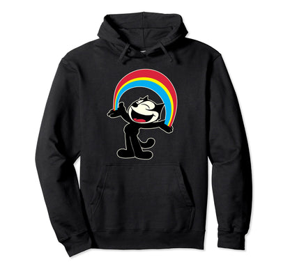 Rainbow Felix Funny Cat Cartoon Hoodie - Fun Novelty Design Men Women - T-Shirt, Sweatshirt, Hoodie