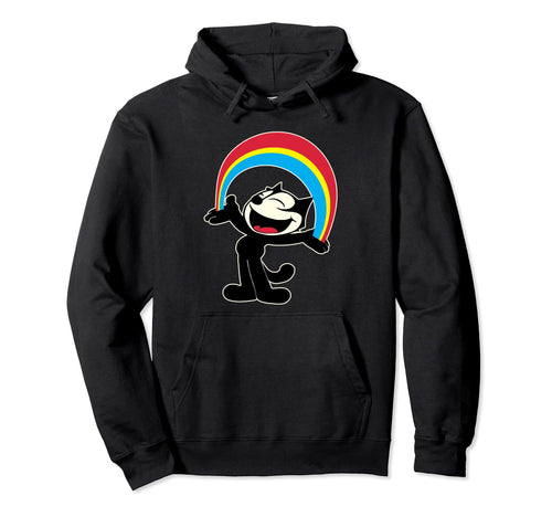 Rainbow Felix Funny Cat Cartoon Hoodie - Fun Novelty Design Men Women - T-Shirt, Sweatshirt, Hoodie