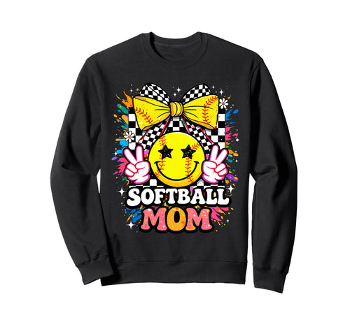 Peace Groovy Coquette Bow Softball Sweatshirt - Trendy Graphic Men Women - T-Shirt, Sweatshirt, Hoodie