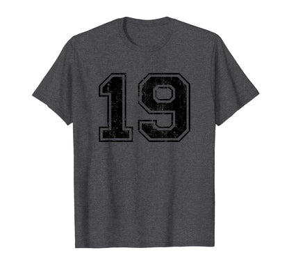 Number 19 Varsity Distressed Sport T-Shirt - Custom Art Print Men Women - T-Shirt, Sweatshirt, Hoodie