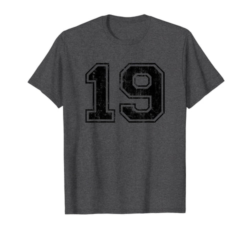 Number 19 Varsity Distressed Sport T-Shirt - Custom Art Print Men Women - T-Shirt, Sweatshirt, Hoodie