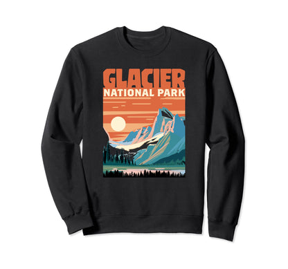 Glacier National Park Montana Sweatshirt - Graphic Print Men Women - T-Shirt, Sweatshirt, Hoodie
