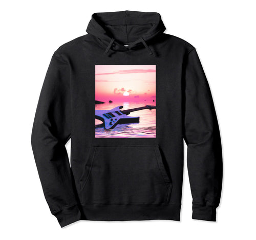 Vaporwave Guitar Synthwave Sunset E Hoodie - Casual Everyday Wear Unisex - T-Shirt, Sweatshirt, Hoodie