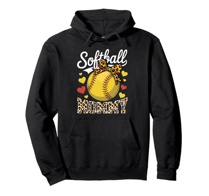 Softball Mommy Headband Leopard Mothers Hoodie - Aesthetic Graphic Unisex - T-Shirt, Sweatshirt, Hoodie