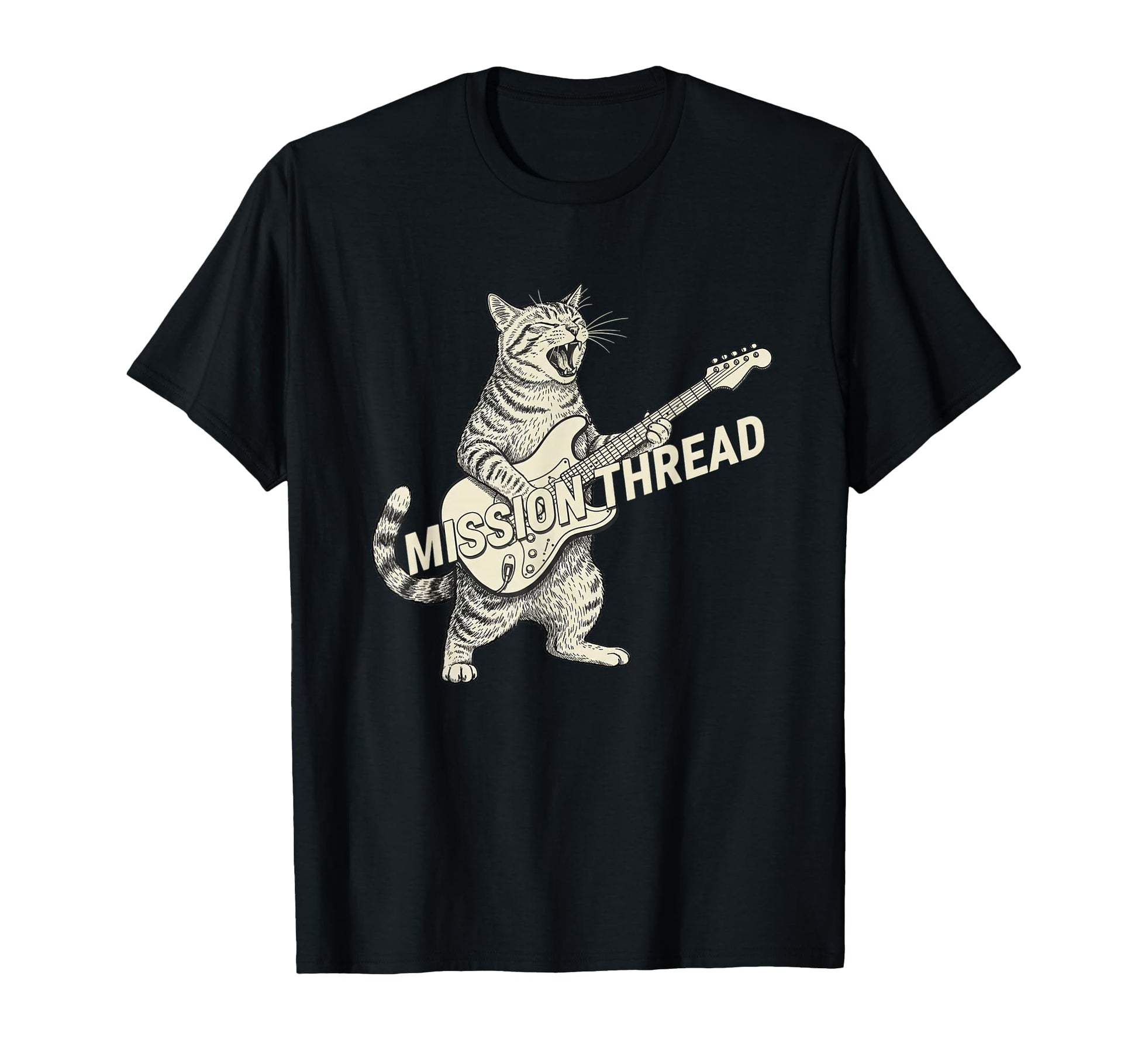 Mission Thread Cat Playing Guitar T-Shirt - Custom Art Print for Adults - T-Shirt, Sweatshirt, Hoodie