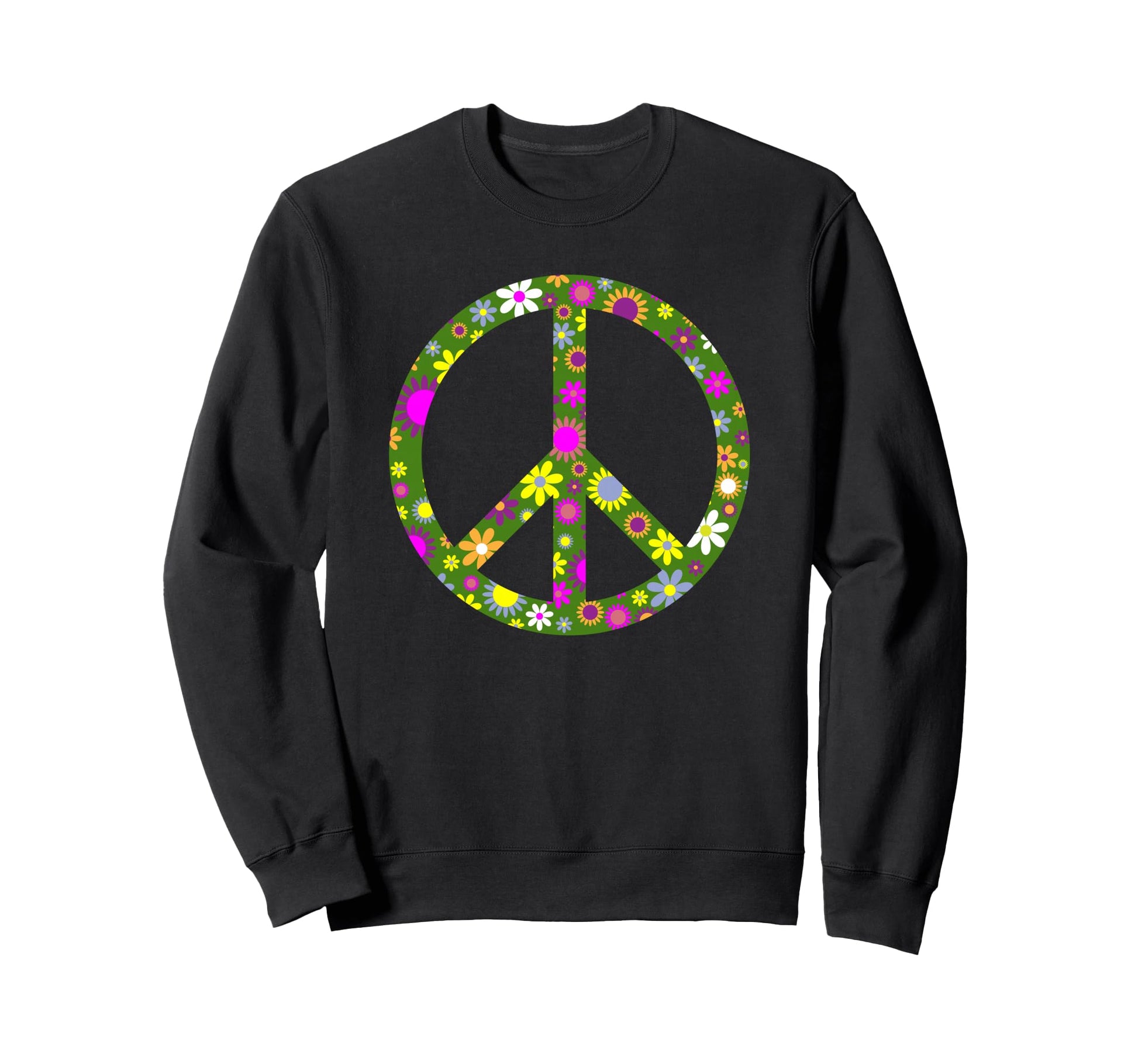 Peace Symbol Flowers Floral Boho Sweatshirt - Unique Graphic for Adults - T-Shirt, Sweatshirt, Hoodie