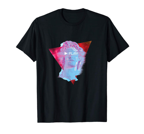 Glitch Greek Statue Play Retrowave T-Shirt - Trendy Graphic Unisex - T-Shirt, Sweatshirt, Hoodie