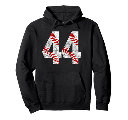 Distressed Baseball Number 44 Jersey Hoodie - Unique Graphic Unisex - T-Shirt, Sweatshirt, Hoodie