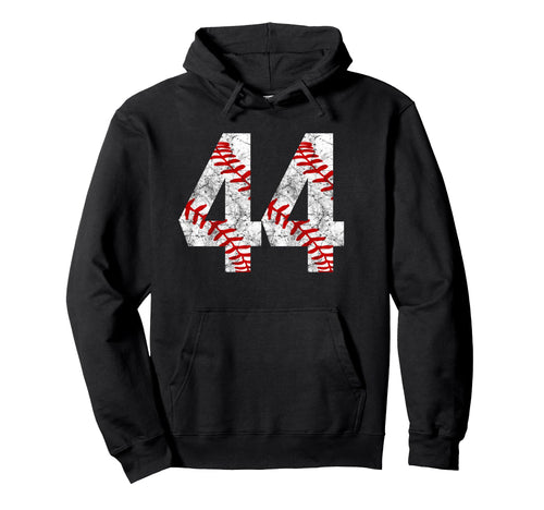 Distressed Baseball Number 44 Jersey Hoodie - Unique Graphic Unisex - T-Shirt, Sweatshirt, Hoodie