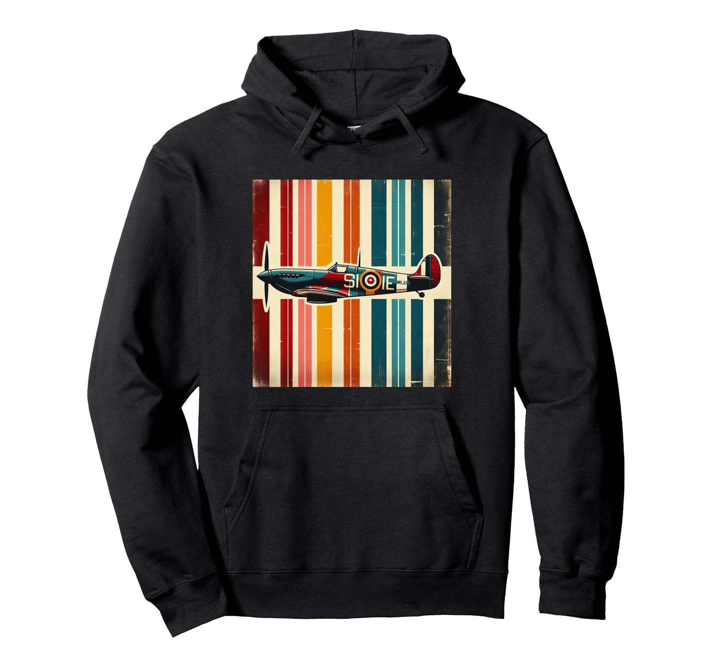 Ww2 Spitfire Raf Warplane Rainbow Hoodie - Custom Art Print for Adults - T-Shirt, Sweatshirt, Hoodie