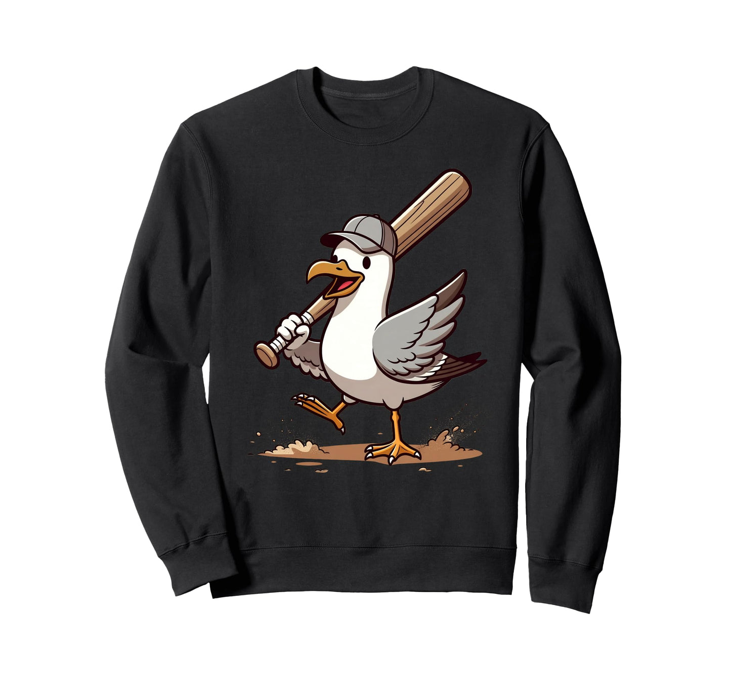 Funny Seagull Bird Playing Baseball Sweatshirt - Trendy Graphic Men Women - T-Shirt, Sweatshirt, Hoodie