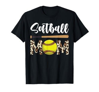 Softball Mom Leopard Funny Baseball Mom T-Shirt - Trendy Graphic Men Women - T-Shirt, Sweatshirt, Hoodie