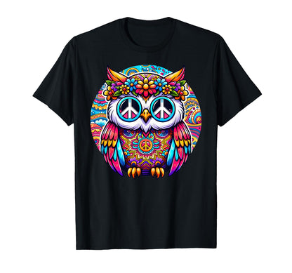 Psychedelic Peace Owl Love Colorful T-Shirt - Fun Novelty Design Men Women - T-Shirt, Sweatshirt, Hoodie