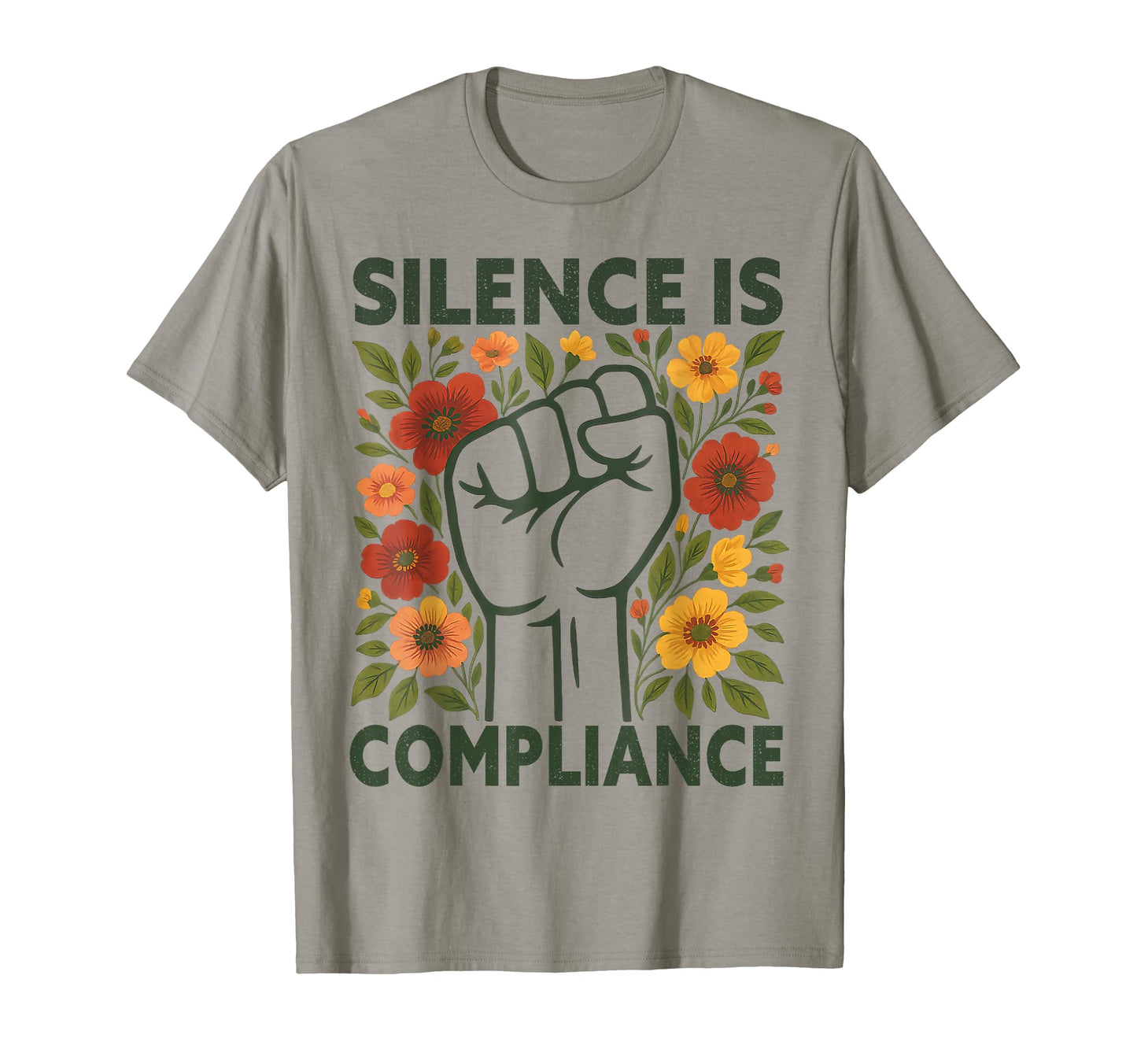 Silence Is Compliance Boho Floral Flower T-Shirt - Custom Art Print Unisex - T-Shirt, Sweatshirt, Hoodie