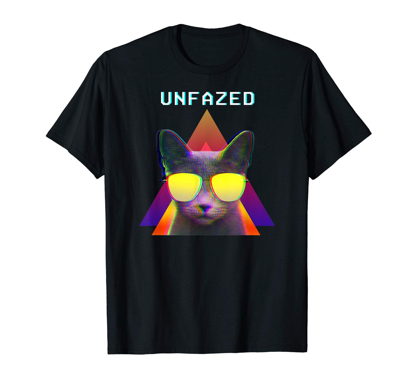 80S Vaporwave Aesthetic Unfazed Cat T-Shirt - Unique Graphic Men Women - T-Shirt, Sweatshirt, Hoodie