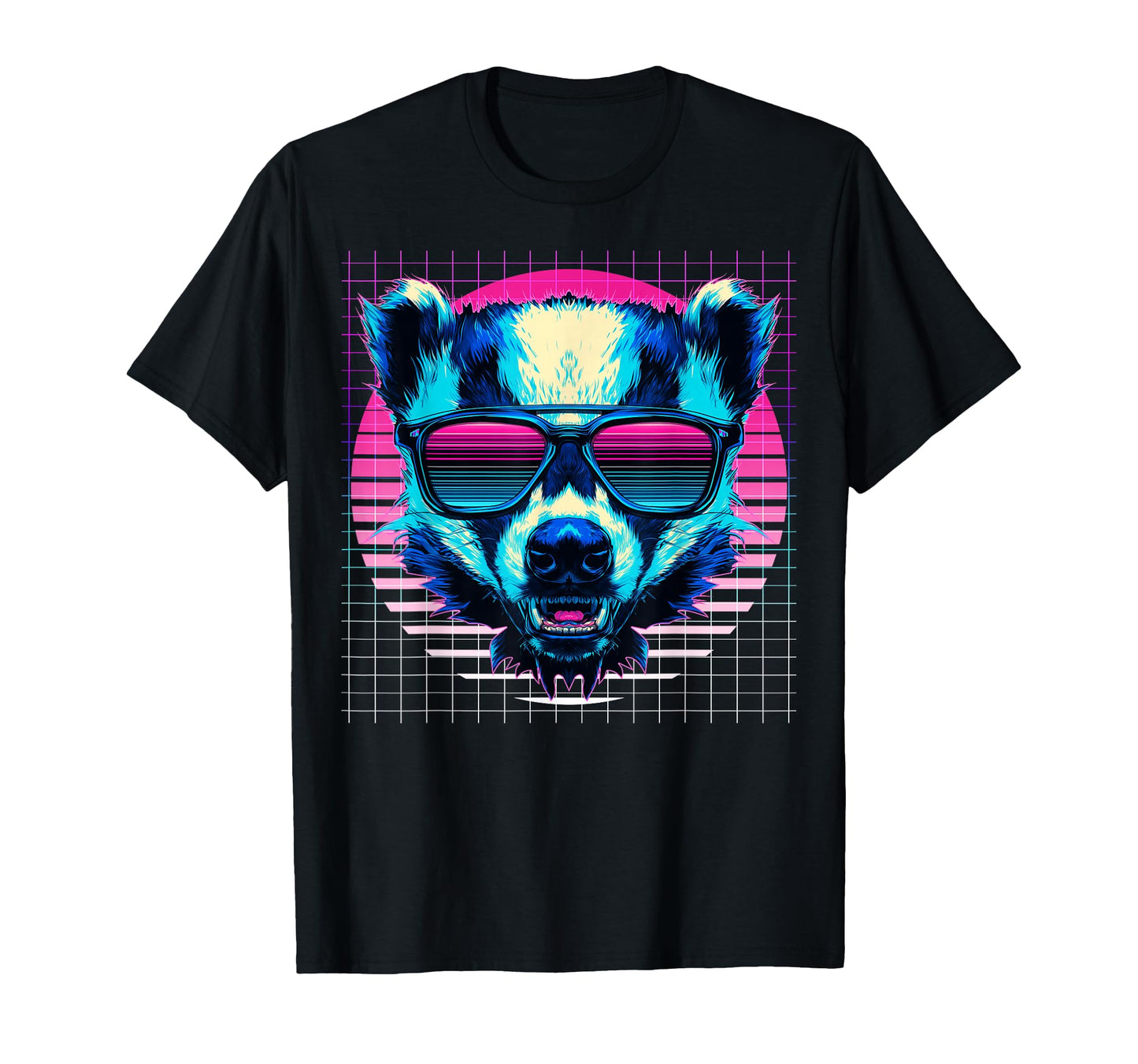 Honey Badger Sunglasses Ratel Vaporwave T-Shirt - Streetwear Style Unisex - T-Shirt, Sweatshirt, Hoodie