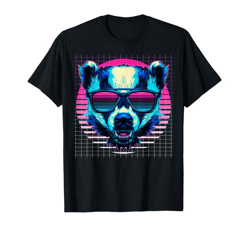 Honey Badger Sunglasses Ratel Vaporwave T-Shirt - Streetwear Style Unisex - T-Shirt, Sweatshirt, Hoodie