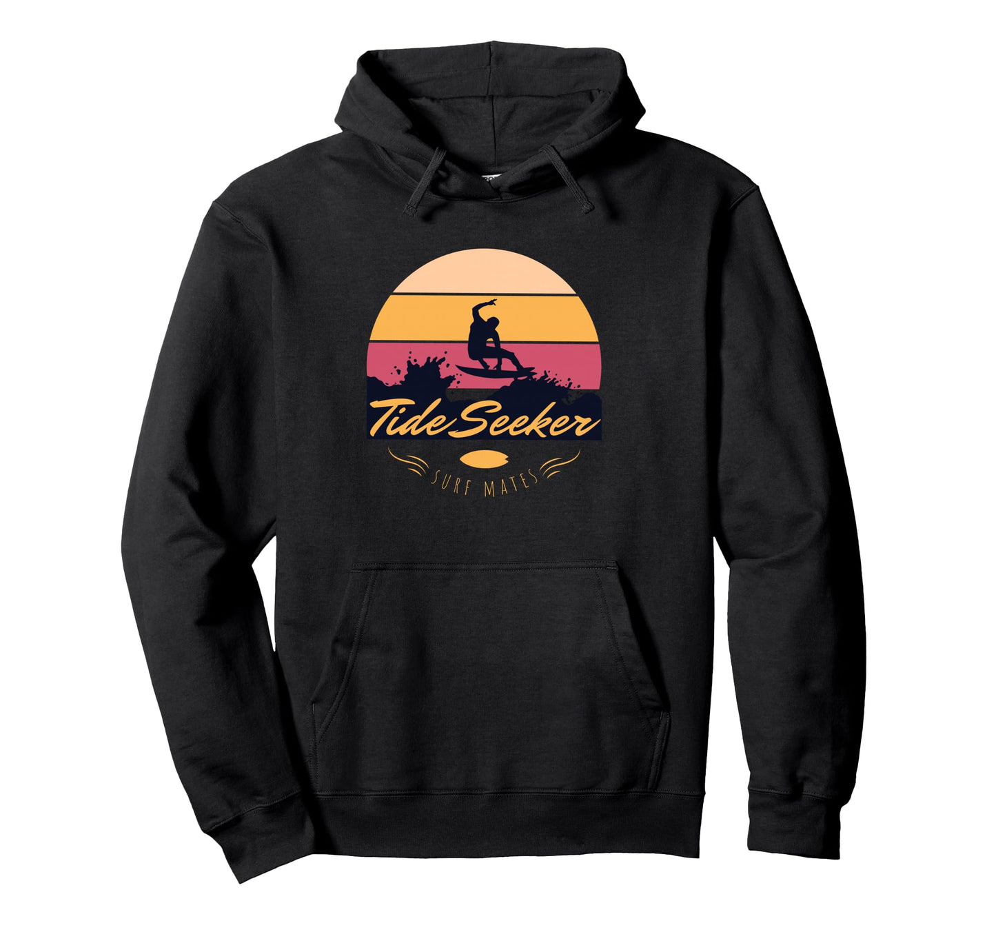 Tide Seeker Surfer Silhouette And Hoodie - Fun Novelty Design for Adults - T-Shirt, Sweatshirt, Hoodie