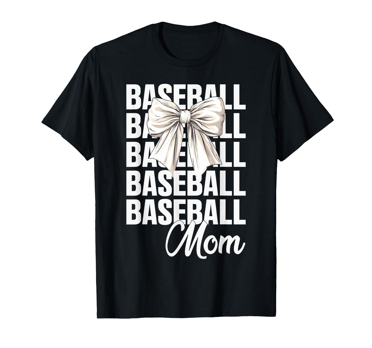 Baseball Mom Coquette Bow Baseball T-Shirt - Minimalist Print Men Women - T-Shirt, Sweatshirt, Hoodie