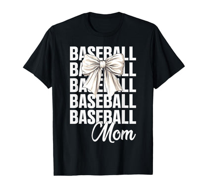 Baseball Mom Coquette Bow Baseball T-Shirt - Minimalist Print Men Women - T-Shirt, Sweatshirt, Hoodie