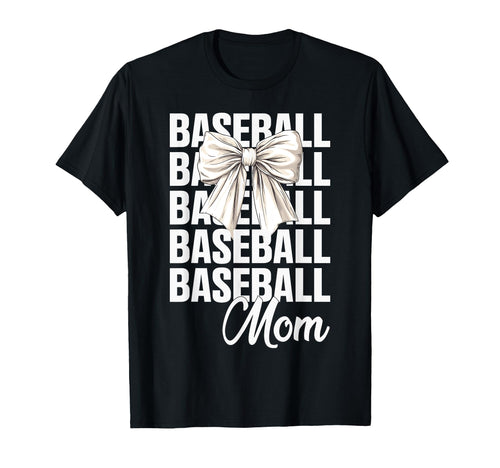 Baseball Mom Coquette Bow Baseball T-Shirt - Minimalist Print Men Women - T-Shirt, Sweatshirt, Hoodie
