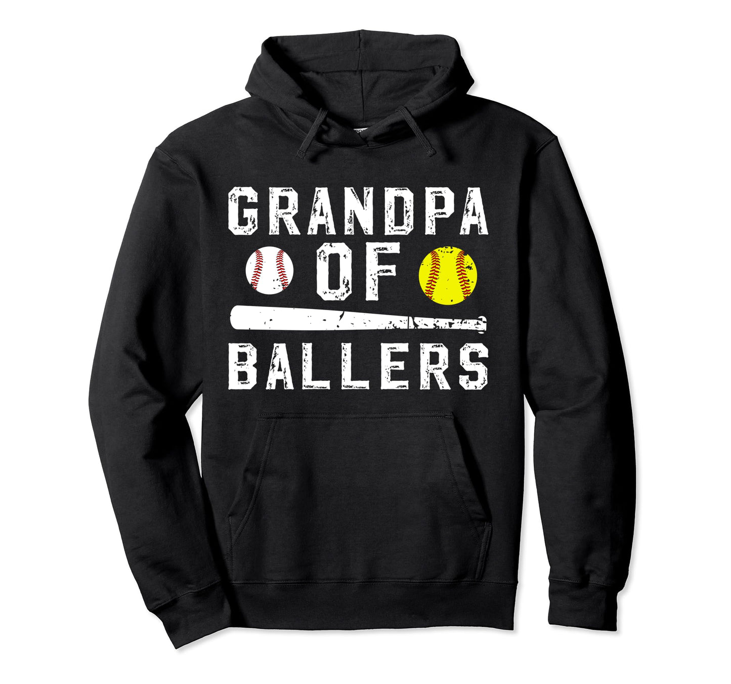 Grandpa Ballers Baseball Softball Grandpa Hoodie - Unique Graphic Unisex - T-Shirt, Sweatshirt, Hoodie