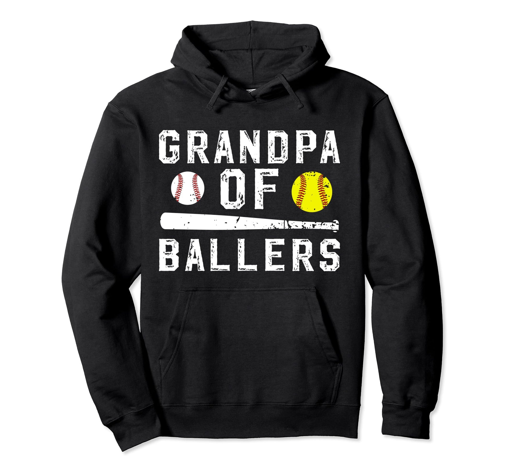 Grandpa Ballers Baseball Softball Grandpa Hoodie - Unique Graphic Unisex - T-Shirt, Sweatshirt, Hoodie