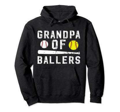 Grandpa Ballers Baseball Softball Grandpa Hoodie - Unique Graphic Unisex - T-Shirt, Sweatshirt, Hoodie