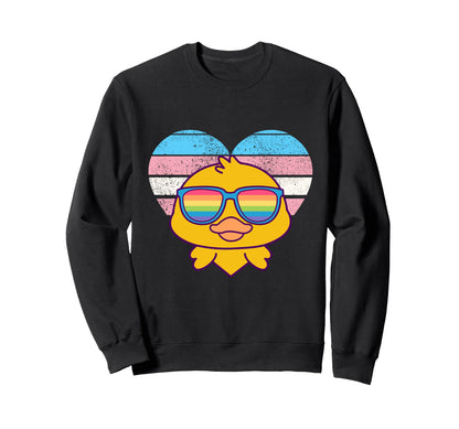 Duck Pride Trans Flag Rainbow Sweatshirt - Custom Art Print Men Women - T-Shirt, Sweatshirt, Hoodie