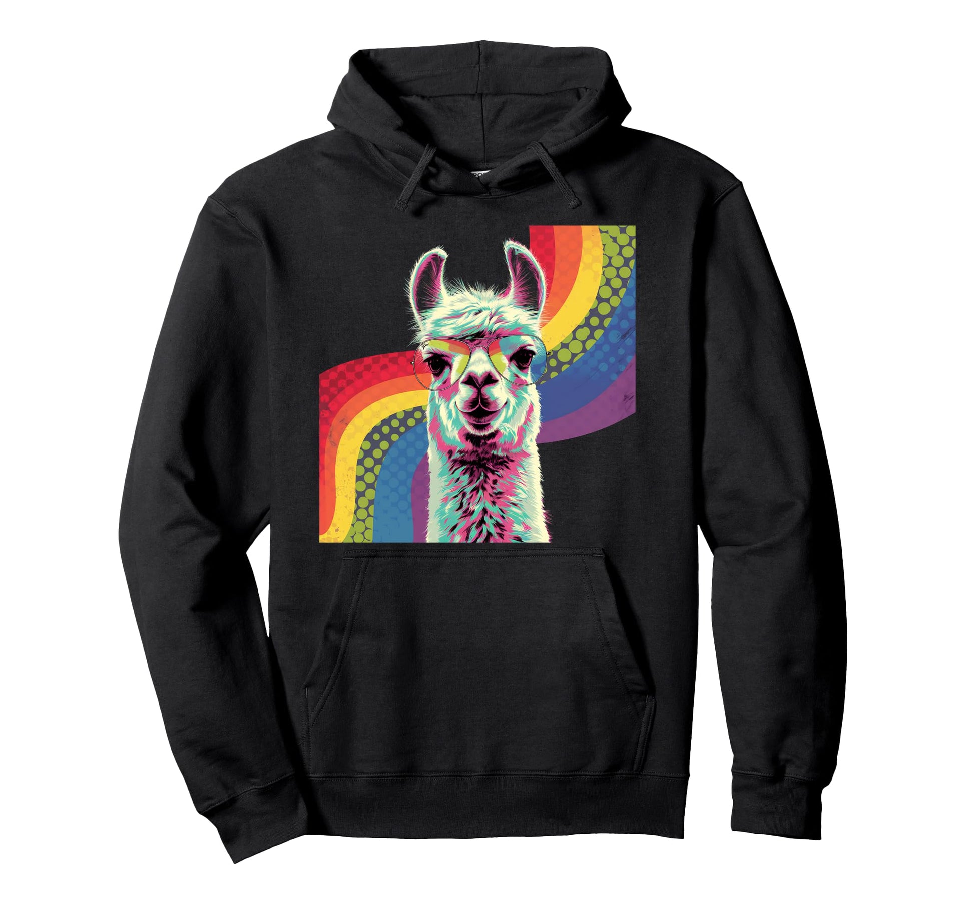 Rainbow Llama Groovy Vibes 70S Hoodie - Casual Everyday Wear for Adults - T-Shirt, Sweatshirt, Hoodie