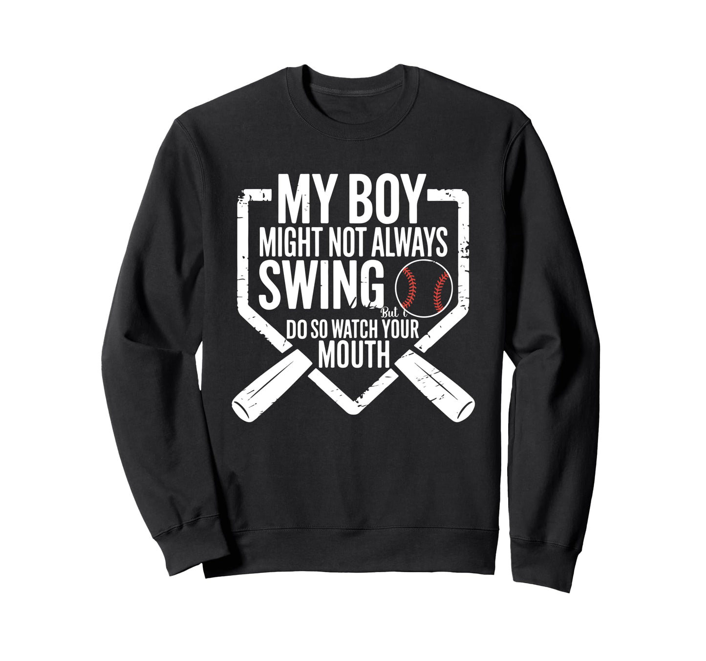 Funny Baseball Parent Swing Joke Sweatshirt - Graphic Print for Adults - T-Shirt, Sweatshirt, Hoodie
