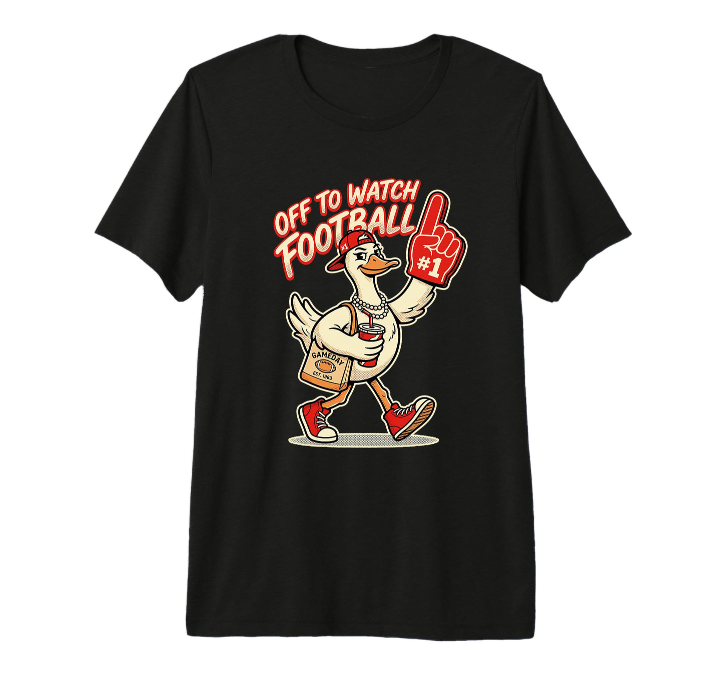 Off To Watch Football Funny Goose Game T-Shirt - Custom Art Print Unisex - T-Shirt, Sweatshirt, Hoodie
