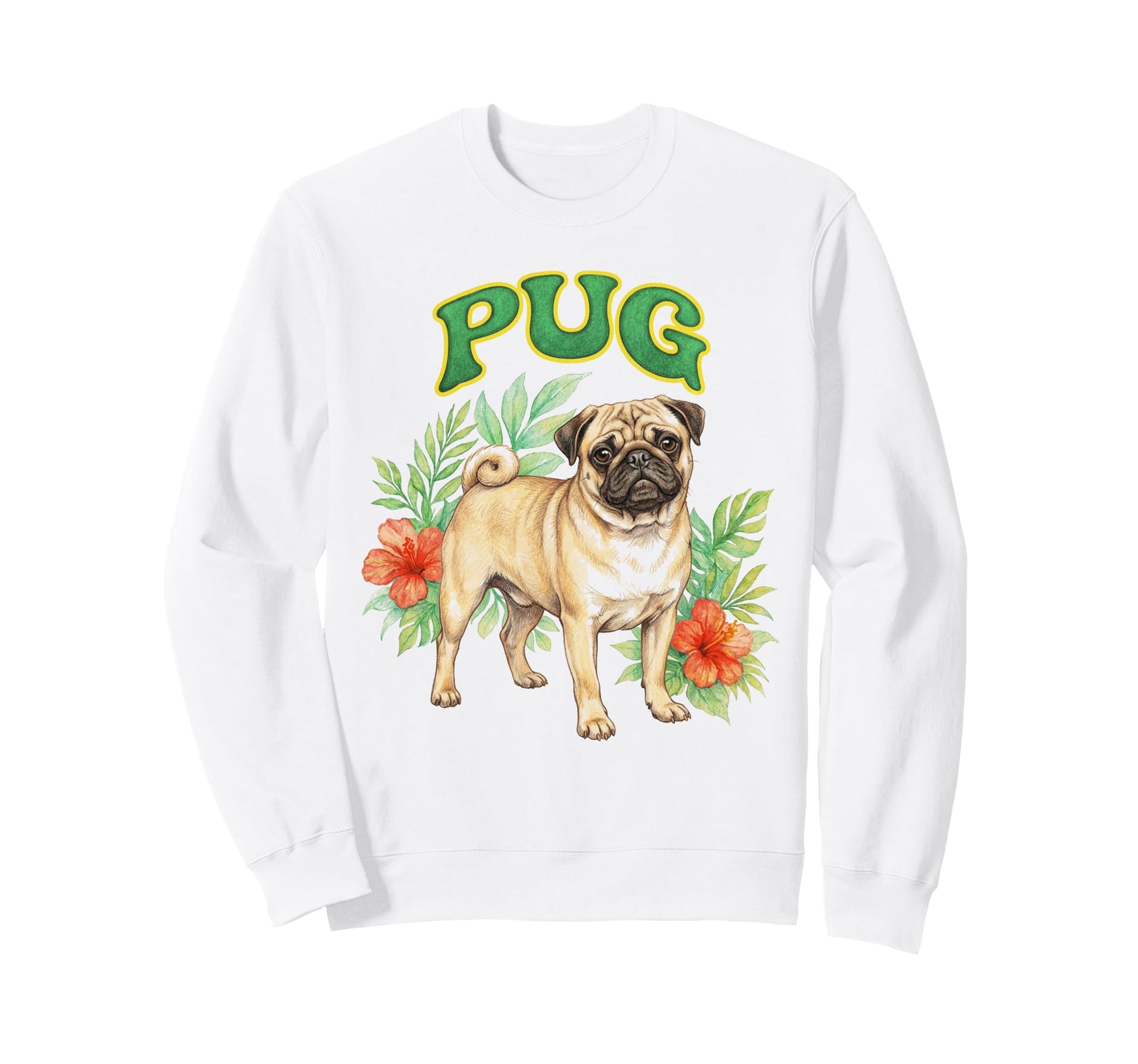 Pug Dog Groovy Floral Pug Dog Sweatshirt - Trendy Graphic Men Women - T-Shirt, Sweatshirt, Hoodie