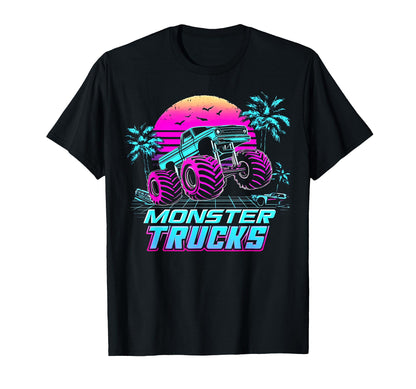 Monster Truck 4 Wheeler Vaporwave Aesthetic T-Shirt - Graphic Print Unisex - T-Shirt, Sweatshirt, Hoodie