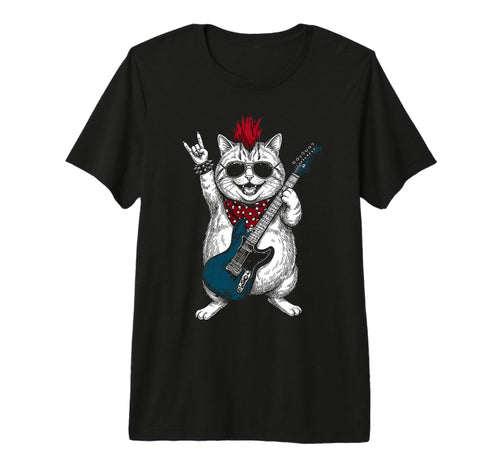 Funny Fatty Cat Playing Guitar Usa T-Shirt - Custom Art Print for Adults - T-Shirt, Sweatshirt, Hoodie