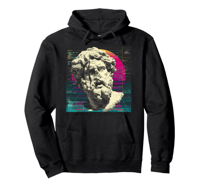 Vaporwave Glitch Art Greek Bust Aesthetic Hoodie - Minimalist Print Unisex - T-Shirt, Sweatshirt, Hoodie