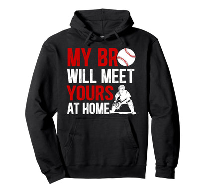 Baseball Catcher Brother Funny Hoodie - Minimalist Print for Adults - T-Shirt, Sweatshirt, Hoodie