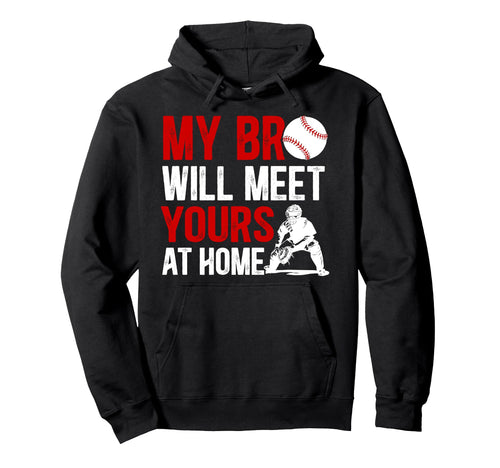 Baseball Catcher Brother Funny Hoodie - Minimalist Print for Adults - T-Shirt, Sweatshirt, Hoodie