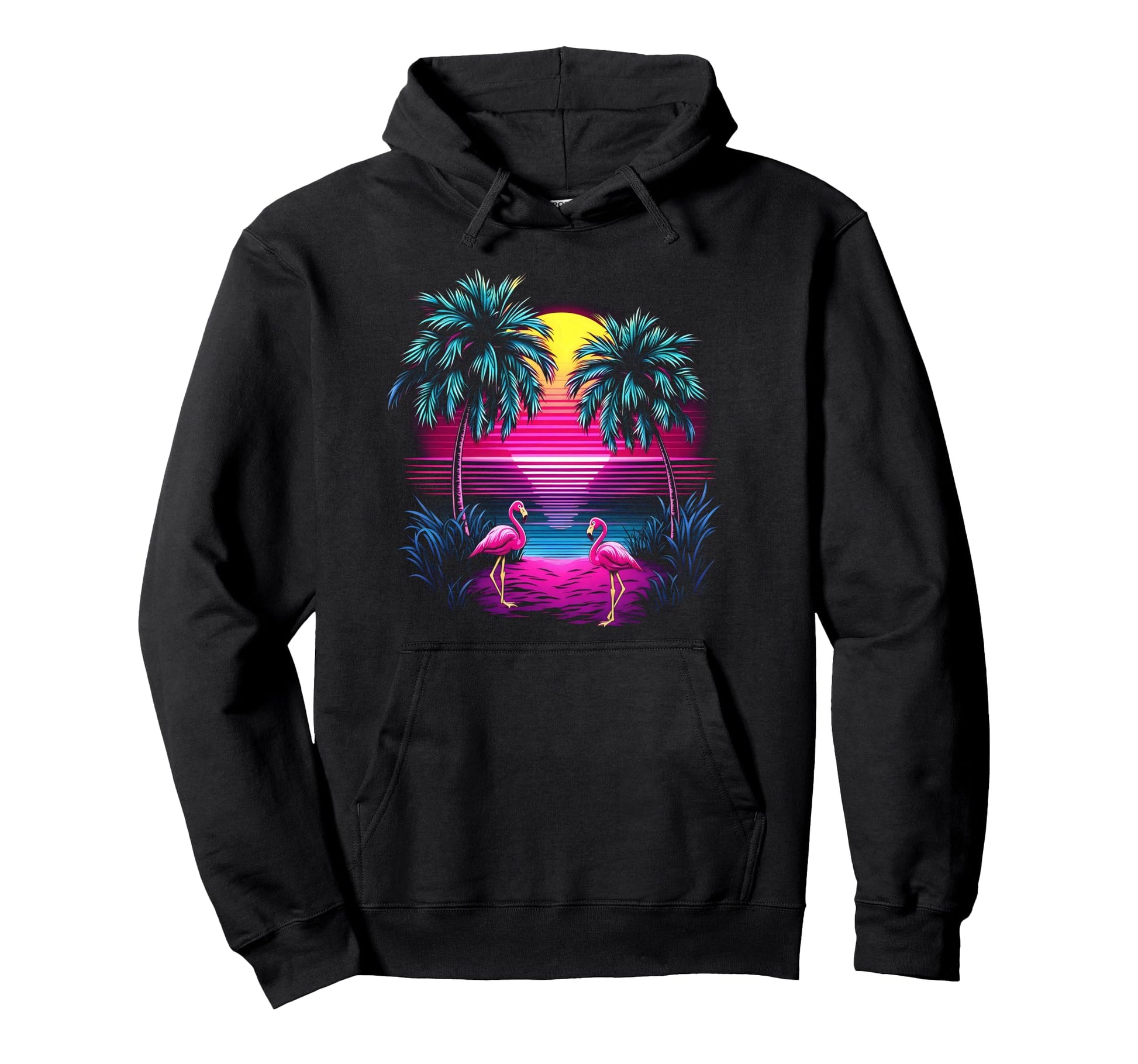 90S Vaporwave Aesthetic Palm Trees 80S Hoodie - Graphic Print Men Women - T-Shirt, Sweatshirt, Hoodie