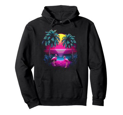 90S Vaporwave Aesthetic Palm Trees 80S Hoodie - Graphic Print Men Women - T-Shirt, Sweatshirt, Hoodie