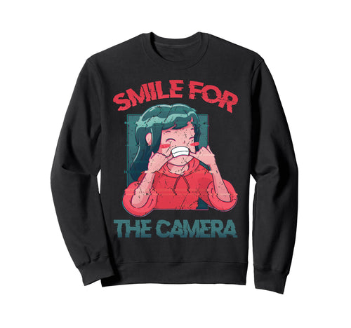 Smile Camera Vaporwave Glitchy Sweatshirt - Fun Novelty Design Men Women - T-Shirt, Sweatshirt, Hoodie