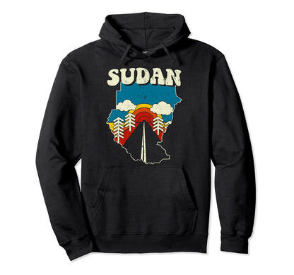 Sudan Sudanese Country Rainbow 70S Map Hoodie - Novelty Apparel for Adults - T-Shirt, Sweatshirt, Hoodie