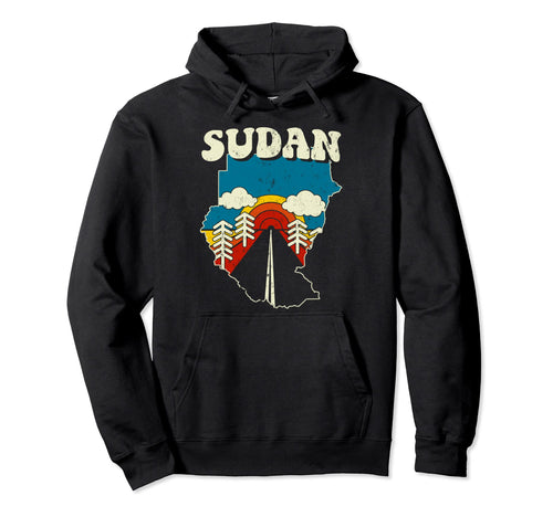 Sudan Sudanese Country Rainbow 70S Map Hoodie - Novelty Apparel for Adults - T-Shirt, Sweatshirt, Hoodie