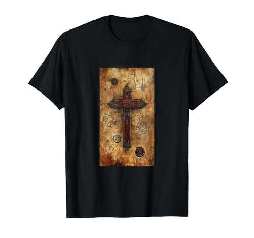 Gothic Cross Grunge Aesthetic Y2K T-Shirt - Minimalist Print for Adults - T-Shirt, Sweatshirt, Hoodie