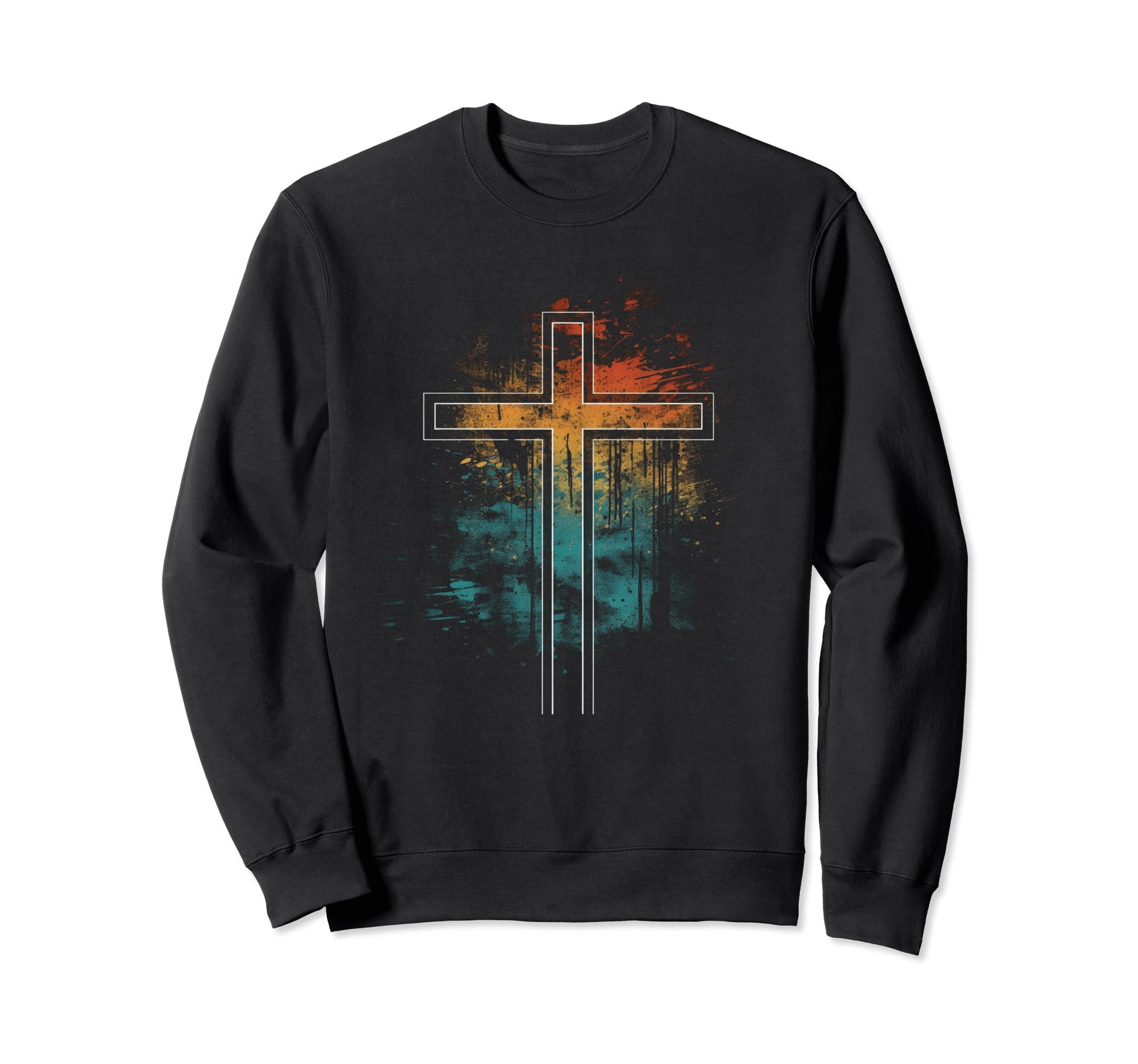 Cross Distressed 90S Goth Grunge Sweatshirt - Fun Novelty Design Men Women - T-Shirt, Sweatshirt, Hoodie