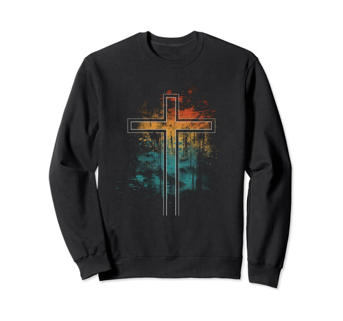 Cross Distressed 90S Goth Grunge Sweatshirt - Fun Novelty Design Men Women - T-Shirt, Sweatshirt, Hoodie