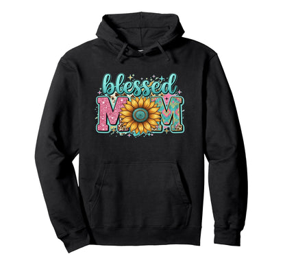 Blessed Mom Sunflower Western Boho Hoodie - Aesthetic Graphic for Adults - T-Shirt, Sweatshirt, Hoodie