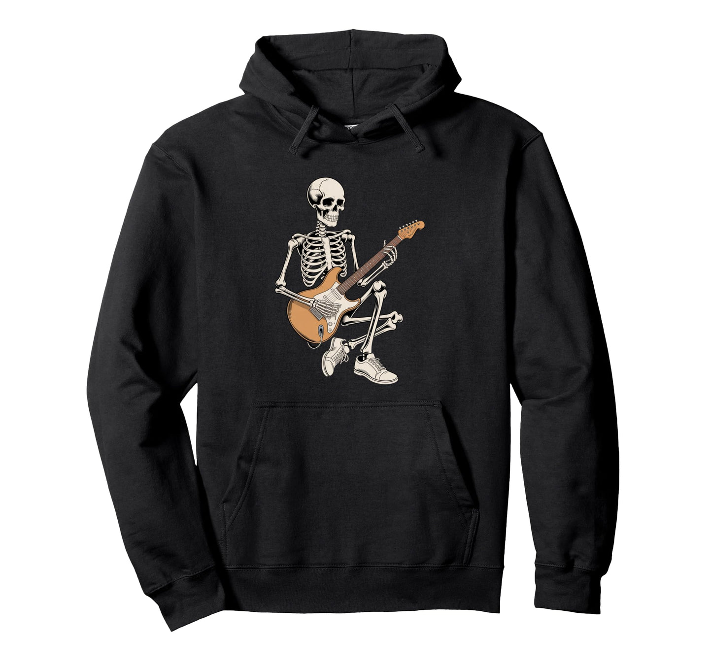 Rock Skeleton Playing Electric Guitar Hoodie - Novelty Apparel Men Women - T-Shirt, Sweatshirt, Hoodie