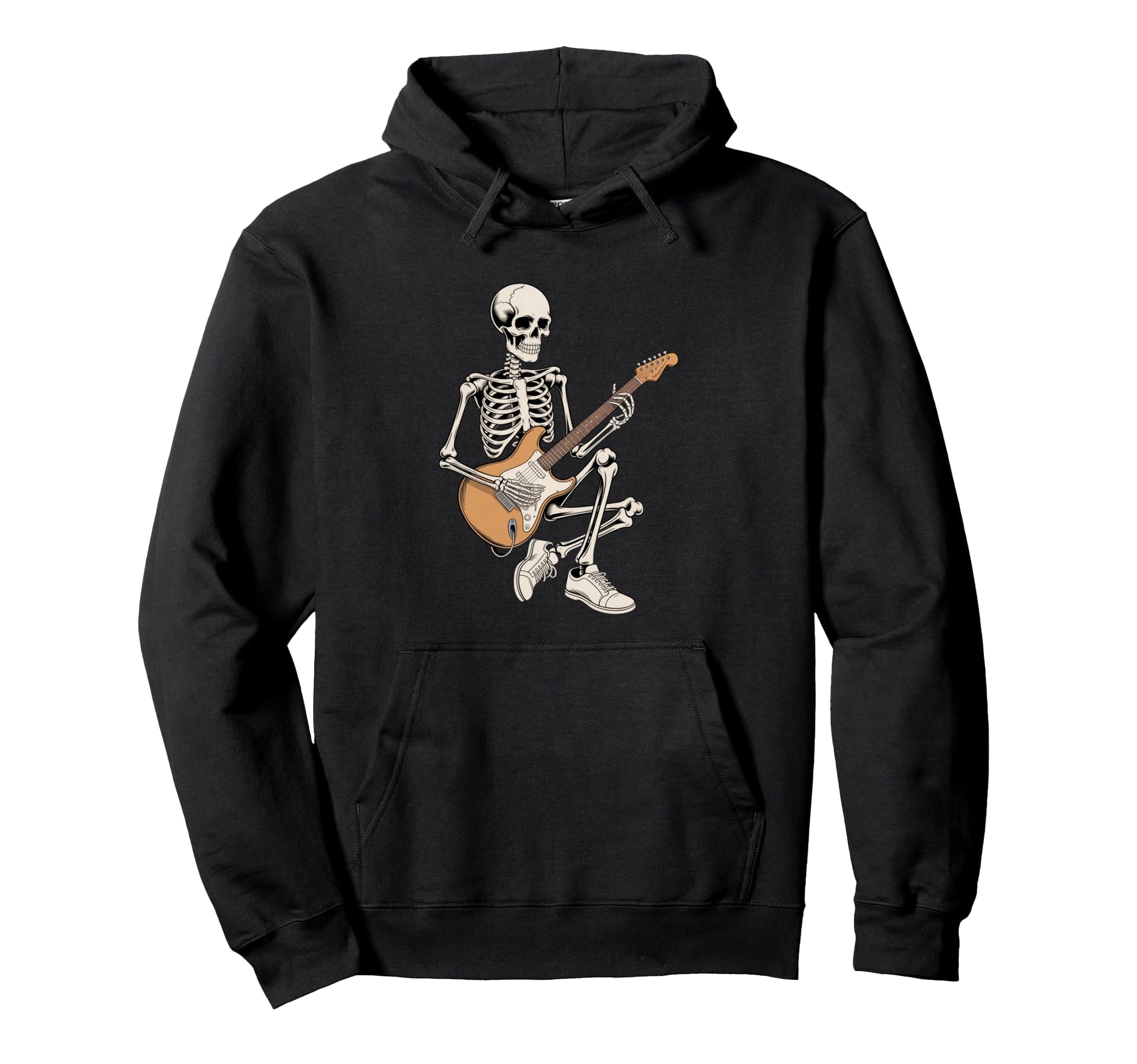 Rock Skeleton Playing Electric Guitar Hoodie - Novelty Apparel Men Women - T-Shirt, Sweatshirt, Hoodie